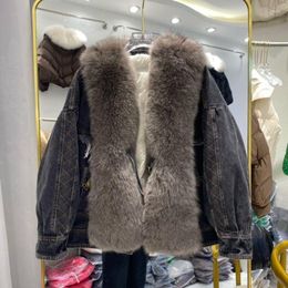 Women's Fur 2023 Autumn/Winter Hair Denim Pie Overcoming Coat Haining Short And Integrated