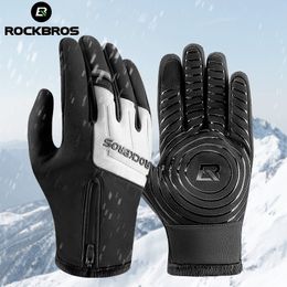 Ski Gloves ROCKBROS Winter Warm Gloves Touch screen Cycling Gloves Full Finger MTB Bike Gloves Non Slip Silicone Palm Thermal Ski Gloves 230925