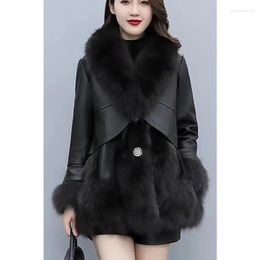 Women's Trench Coats 2023 Autumn And Winter Haining Fur Coat Female Korean Version V-neck Hair Slimming Medium Long Collar Tide