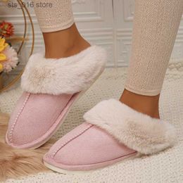 Slippers 2023 Winter Warm Indoor Fur Slippers Women Soft Plush Lined Home Cotton Shoes Woman Comfy Non-Slip Bedroom Fuzzy Slippers Couple T230926