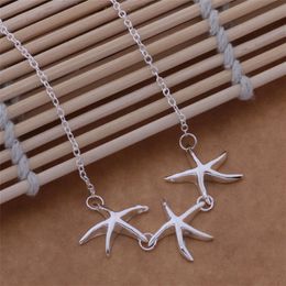 with tracking number Most sell Women's Delicate Gift Jewellery 925 Silver 3 Starfish Necklace297K