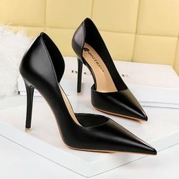 Dress Shoes Autumn Women Pumps Sexy Pointed Toe Party White PU Leather High Heels Woman Stiletto Luxury Banquet Large Size