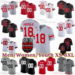 2023 Custom S-6XL NCAA Ohio State Buckeyes Justin Fields Football Jersey 6 Kyle McCord 19 Chip Trayanum 18 Marvin Harrison Jr. 8 Cade Stover 22 Steele Chambers 33 Brown