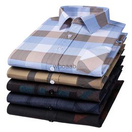 Men's Dress Shirts Plaid Shirts For Mens Long Sleeve Luxury Fashion Clothing Easy Care Soft Business Casual Print Thin Smart Camisa Formal Shirt YQ230926