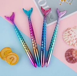 wholesale Kawaii Colourful Mermaid Bullet 1mm Ballpoint Pen Cute Imitation Needle 0.5mm Gel Pens Office School Student Writing Stationery Supplies Promotion Gift
