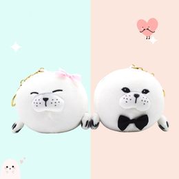 Plush Keychains Magnet Couple Seal Bag Charm Animal Plush Keychain Plush Hanging Pendants Seal Shaped Hanging Dolls Hanging Ornaments 230926