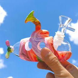 4.9 inch Colourful Submarine Glass Bong Silicone Smoking Hookah Water Pipe + Glass Bowl