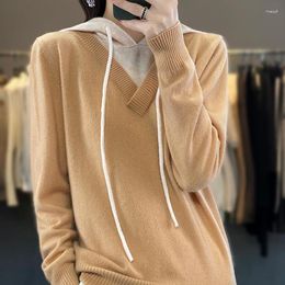 Women's Sweaters Fall/winter Cashmere Hooded Sweater Pullover Casual Loose Plus Size Pure Wool Knitted Coat Top