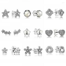Stud Earrings Dazzling Daisy Clusters White Orchid 925 Sterling Silver Studs For Women Wedding Party Gift Europe DIY Jewelry