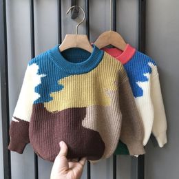 Kardigan Baby Girls Sweters Autumn Winter wielokolorowy miękki sweter dla dzieci okrągły szyjka luźna płaszcza odzież wierzchnia 2 8y 230925