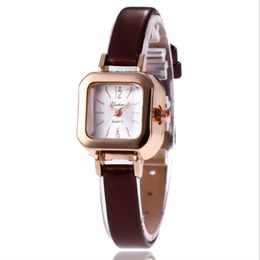 Retro Fashion Womens Students Watches Quartz Watch Multicolour Leather Strap Temperament Simple Dial Girls Wristwatches242H