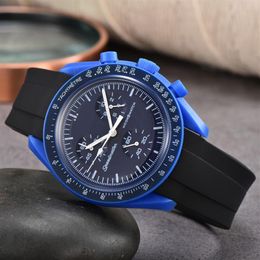 New Couple Watch Multifunction Plastic Case Weight Moon Watches For Men swatch Ladies Business Chronograph Explore Planet Clock293O