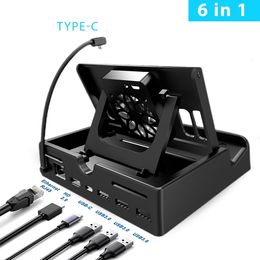 Other Accessories For Steam Deck 6-IN-1 Console Dock H4K60HZ/Gigabit Network Port Game Machine Base for Steam Deck Cooling Fan Gaming Supplies 230925