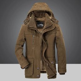 Mens Down Parkas Parka Outdoor Winter Jacket Plus Velvet Thick Warm Multi Pocket Jackets Solid Male Coat Large Size Clothing 230925