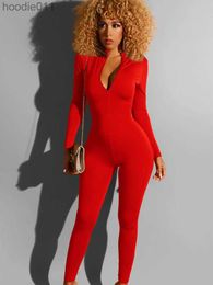 Women's Jumpsuits Rompers Casual Sporty Solid Bodycon Jumpsuit Women Outfits Long Sleeve Fitness Work Out Skinny Rompers Elastic Overalls for Women Jogger L230926