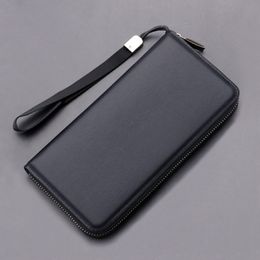 Men Purse Clutch Bag Business ID Card Holder Zipper Handbag PU Leather Multiple Slot Casual Large Capacity Phone Bag Money Pouch