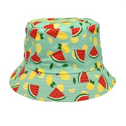 Wide Brim Hats Watermelon Printed Fisherman's Hat Ladies Fresh Visor Men's Outdoor Casual Double Sided Party Bucket Mens Floppy