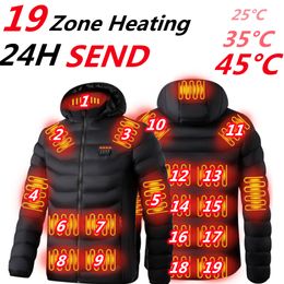 Outdoor Jackets Hoodies 19 Areas Heated Jacket Mens USB Electric Heating Vest For Men Winter Warm Thermal Coat Parka 230926