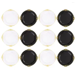 Disposable Dinnerware 12 Pcs Gold Cutlery Plates Party Grill Plastic Wedding Reception Barbecue Serving Dish Snacks