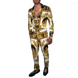 Men's Tracksuits Vintage Gold Totem Florial Animal Leopard Tiger 3D Printed Oversized Clothing Suit Male Shirts Trousers 2Pcs Set Tracksuit