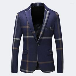 Men's Suits Plus Size 4XL 5XL Top Quality Blazers Men 2024 Brand Clothing Dark Blue Grey Blazer Hommes Slim Fit Casual Elegant Suit Jacket