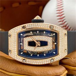 Mills WrIstwatches Richardmill Watches Automatic Mechanical Sports Watches Mills Womens Series RM0701 Rose Gold Original Diamond Black Lip Fashion Leisure B HB6J