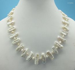 Choker Super ! Biwa Pearls Necklace Natural Japanese White Freshwater The Most Classic Ladies Jewellery 19"