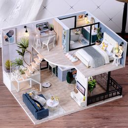 Doll House Accessories Doll House Kit 3D Wooden Mini Doll House Assembly Building with Furniture Kit Toys Children's Birthday Gift DIY Handmade 3D Jigs 230925
