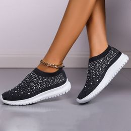 Dress Shoes Crystal Sneakers Spring Summer Fashion Breathable Mesh Slip On Flat Shoes For Women Outdoor Walking Loafers Zapatos Mujer 230926