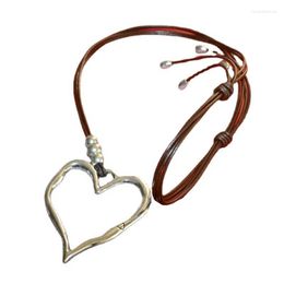 Pendant Necklaces Irregular Heart Sweet Cool Leather Necklace Fashion Jewellery Women Y2K Hip Hop Love Choker Decoration