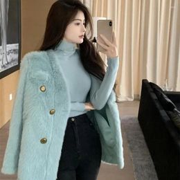 Pelliccia femminile xpqbb Fashion Fanux Coat Fante inverno Autunno Giacca di alta qualità Ladies Corea Chic Spessa Spettata soffice soprabito caldo