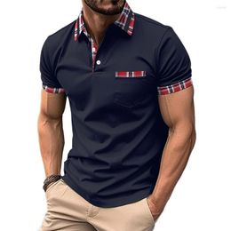 Herren Polos Sommer Atmungsaktiv Gestreifter Rand Kurzarm Knopfkragen T-Shirts Sport Slim Fit Formelle Tops T-Shirt T-Shirts Für Männer