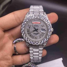 Automatic Mechanical Men's Fashion Watch Diamond Face Watch Prong Set Diamond Wristwatch Stainless Steel Diamond Watches280G