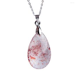 Pendant Necklaces Natural Lepidocrocite Quartz Golden Strawberry Water Drop Bead Crystal Super Seven Suspension 26x16x7mm