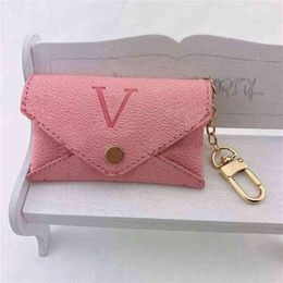 bai cheng Luxury Womens Mens Designer Keychain Fashion Leather Purse Keyrings Brand Old Flowers Mini Wallets Coin Credit Card Hold2950