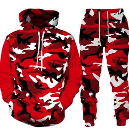 Men's Tracksuits Men Camouflage Printing Hoodies Set Fashion Tracksuit 2 Pieces Sweatshirt Sweatpants Suit Casual Clothing Male Autumn Outfit x0926