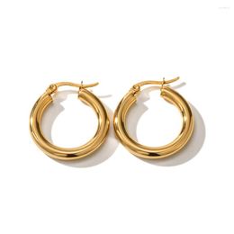 Hoop Earrings Youthway Trendy Plain Titanium Steel Personality Fashion Waterproof Gold Color Jewelry Women Gift