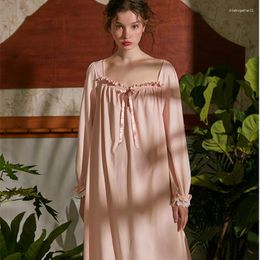 Women's Sleepwear Nightgowns Sleepshirt Woman Autumn Long Sleeve Home Clothing Dress Cotton Nighty Sweet Princess Vintage Night Gown