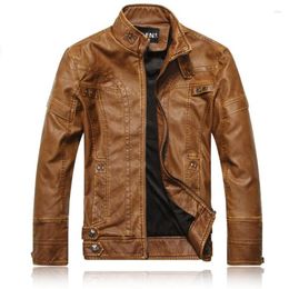 Men's Fur Motorcycle Leather Jacket Stand Collar Casual Warm Coat Male PU Clothing