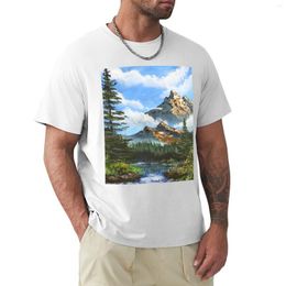 Men's Polos Bob Ross Inspired Landscape - Mountain Art T-Shirt For A Boy T-shirts Man Mens Graphic