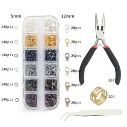 Acrylic Plastic Lucite Jewelry Findings Tool Set Open Jump Ring/Lobster Clasp/Jewelry Pliers/Copper Ring Materials Kit For Diy Earring Dhfwk