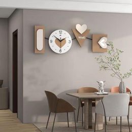 Wall Clocks Large LOVE Clock Modern Design Wood Living Room Watch Simple Hanging Home Marriage Decor Horologe