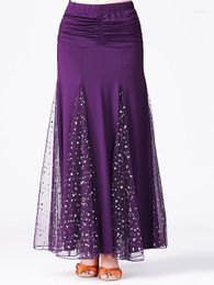 Stage Wear National Standard Dance Modern Dress Sequin Half Body Large Swing Skirt Practice Performance