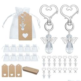 Keychains Lanyards 30 Pcs Angel Keychain Souvenir Gifts Baby Shower Favour Set With Tag Dstring Candy Bag 230715 Drop Delivery Fashion Dhkem