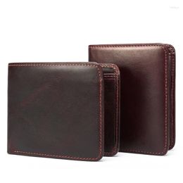 Wallets Luxury Brands Wallet Men's True Leather Bag Short Coin Purse Retro Multi Card Layer Anti Magnetic Cowhide