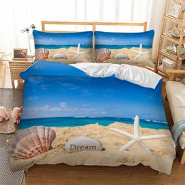 Bedding Sets Blue Beach Starfish Shell Double Bed Set Comforter Duvet Covers With Quilt Cover 220x240 Couple