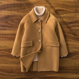 Casaco MODX Bebê Meninos Casaco De Lã Longo Único Breasted Quente Crianças Criança Lapela Tweed Outono Inverno Outwear Roupas P10 230926