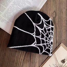 Autumn and winter personality spider web knitted yarn hat men's and women's fashion all match yuppie warm head cold hat trend