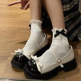 Dress Shoes Versatile Mary Jane Small Leather Women's 2023 Summer Bow Matching Skirt Lefu White Heels