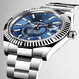 Luxury Watch New Men's Automatic Mechanical Calendar 42mm Watch Stainless Steel Sky-Dweller GMT Men's Luminous Fashion W223l